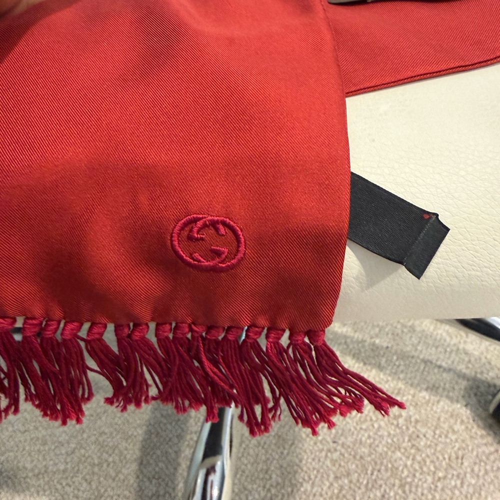 Gucci Red Fringed Scarf